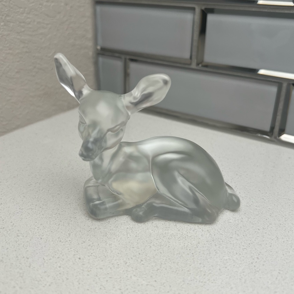 Vintage Fenton Clear Satin Fawn Deer - Picture 3 of 13
